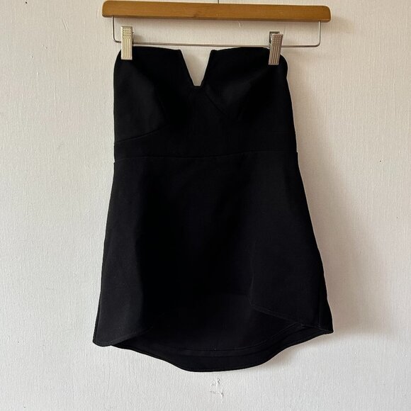 Express Strapless Blouse Womens Size 2 Black Adjustable Strap Peplum Top Y2K - Picture 1 of 5